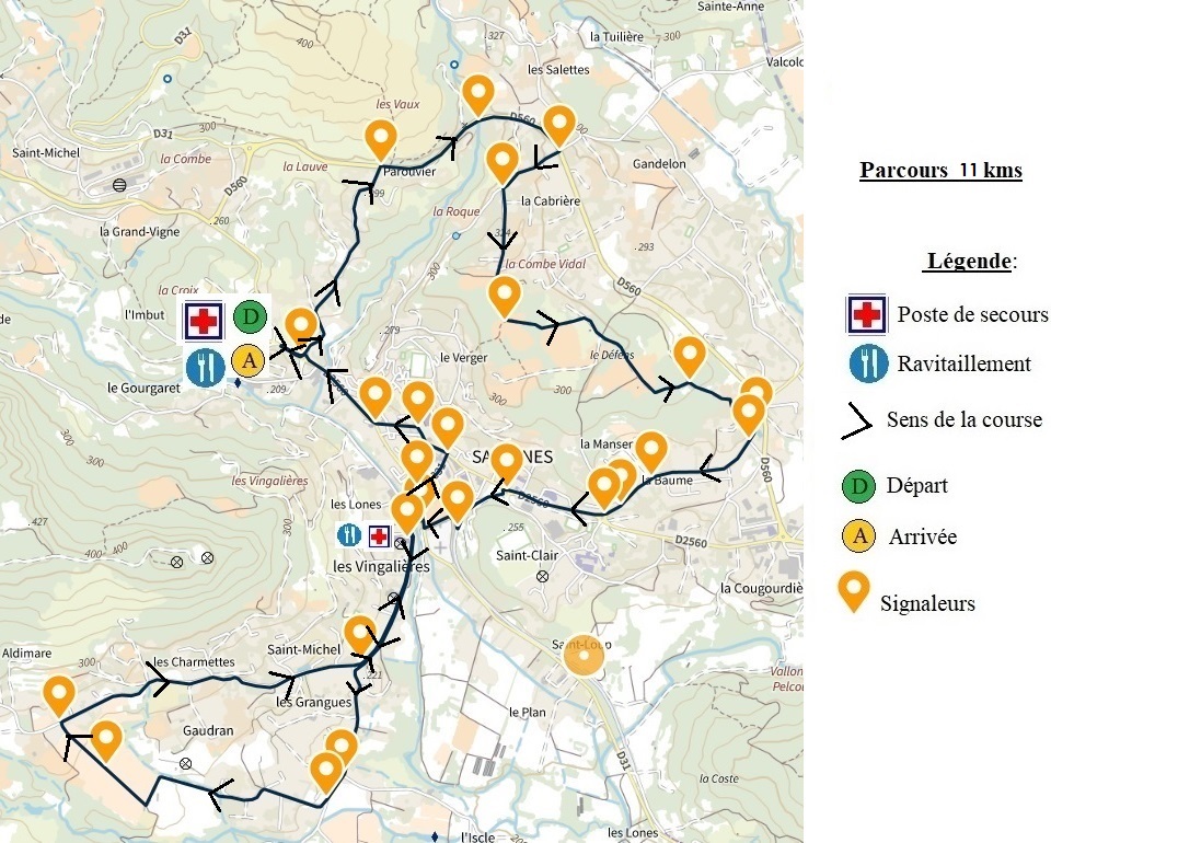 Parcours course 11 km